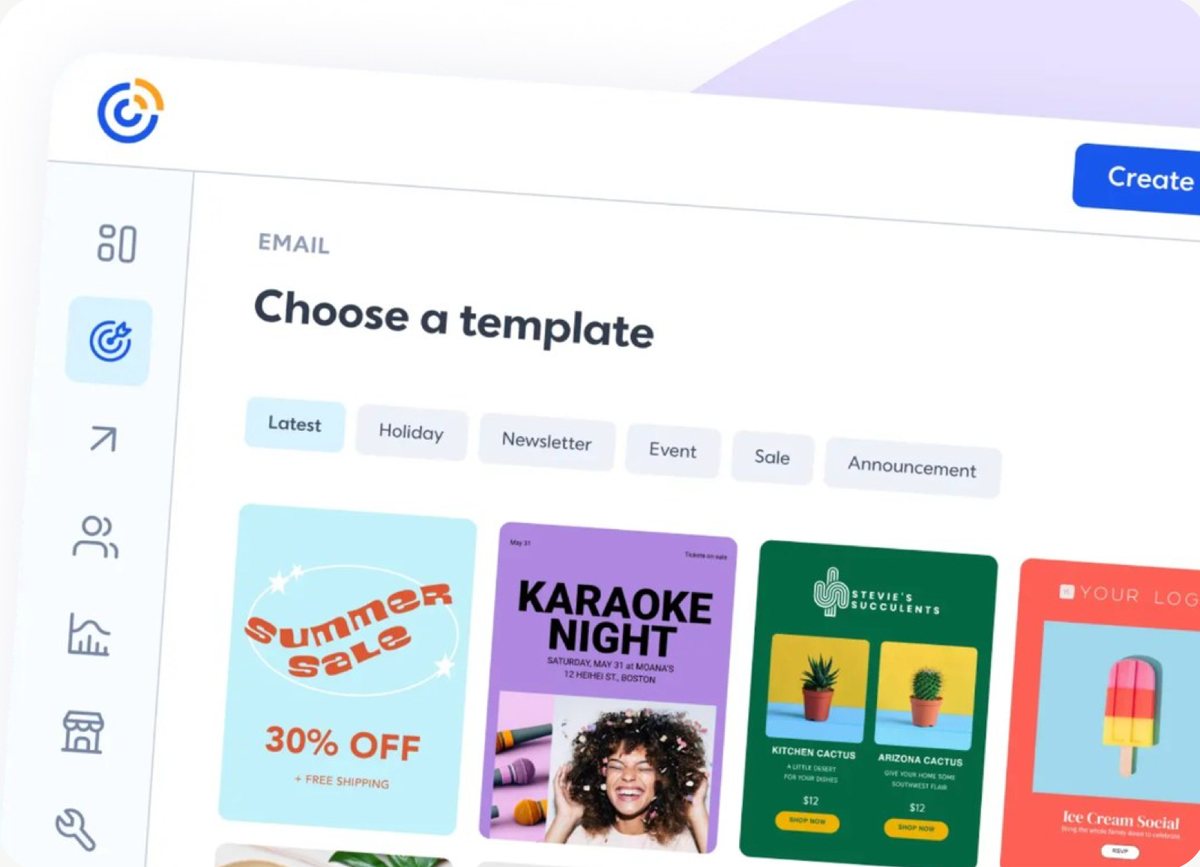 The Constant Contact email template picker